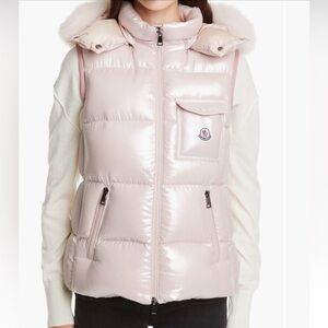 Moncler Women's Light Pink Quilted Vest